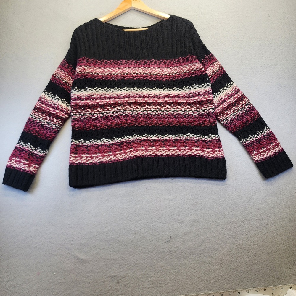 Lucky Brand Women's Medium Striped Multi-Knit Pullover Sweater Wool Blend‎ Boho